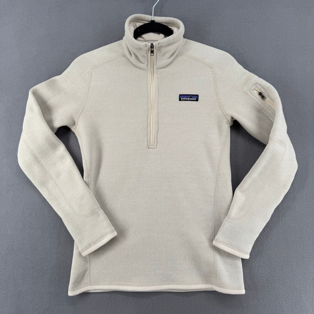 Patagonia Pullover Better Sweater 1/4 Zip Womens XS Cream Mock Neck Fleece Warm